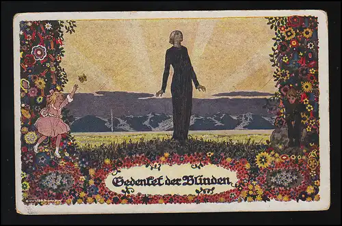 Gedenket der Blinden, Nr. 611 BSth, Frau in Blumen Strahlen, Kutzer, ungebraucht