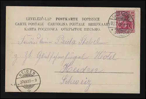 B.K.W. No. 1738-3 "Mercredi" signé, Fontaine devant la porte, Offenburg 30.7.1902