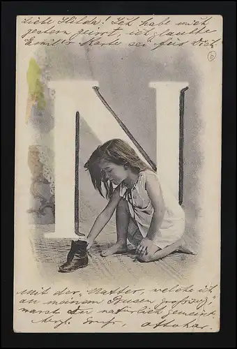 Série 58/ 1 Clément Tournier & Cie Genéve, Fille avec une chaussure, "N," ARS 25.7.1904