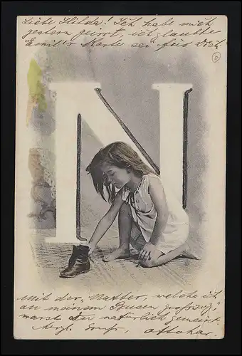 Serie 58/ 1 Clément Tournier & Cie Genéve, Mädchen mit Schuh, "N", ARS 25.7.1904