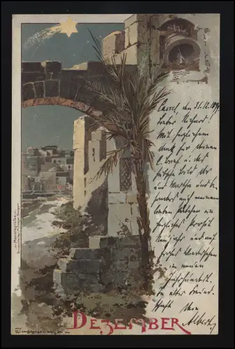 Salutation mensuelle Décembre Bethlehem signé T. Guggenberger M.Seeger Cassel 30.12.99