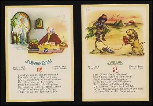 Set (12) Sternzeichen /Horoskop, Eva Porstner Nr. 1029 - 1040, JHP, ungebraucht