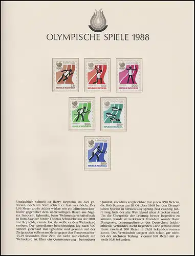 Olympische Spiele 1988 Seoul - Indonesien Marken Satz Sportarten **