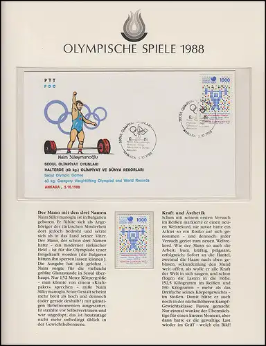 Jeux olympiques 1988 Séoul - Turquie Lettre Ankara 5.10.88 + marque **