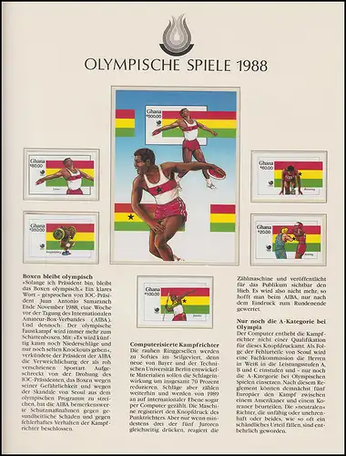 Jeux olympiques 1988 Séoul - Ghana Bloc Diskussjeu + ensemble non-denté **