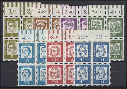 347 x et suiv. Allemands importants 7 valeurs OR-Quaterbl. ensemble ** post-fraîchissement