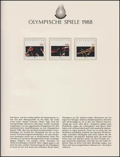 Jeux olympiques 1988 Séoul - Australie Lettre Canberra 14.9.88 + ensemble, set **