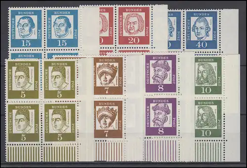 347-355x Allemands importants 1961, 7 valeurs complètes, ER-Vbl. et r. phrase **