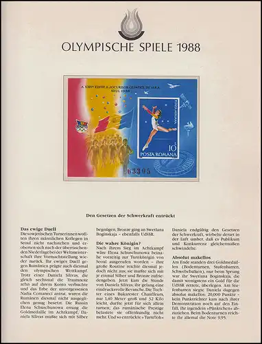 Olympische Spiele 1988 Seoul - Rumänien Block ungezähnt ** postfrisch