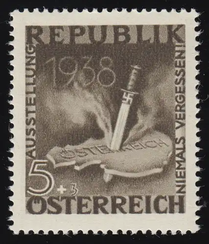 776 Exposition "Ne jamais oublier," composition de l'Autriche 1938 5 g + 3 g, **