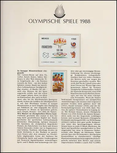 Jeux olympiques 1988 Séoul - Mexico block non-denté + marque Sports **