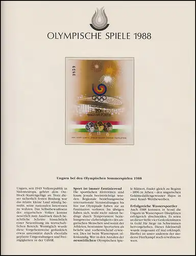 Olympische Spiele 1988 Seoul - Ungarn  Block Medaillen Stadion ungezähnt  **