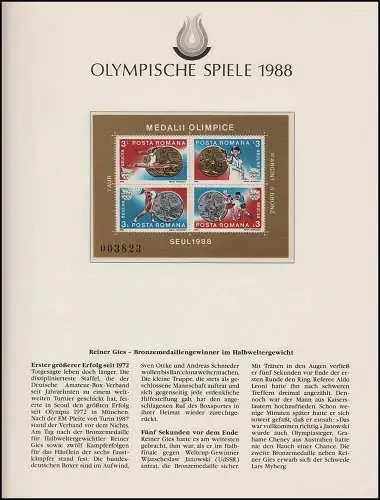 Jeux olympiques 1988 Séoul - Roumanie 2x Block motifs Sport ** post-fraîchissement