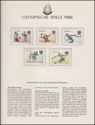 Olympische Spiele 1988 Seoul - Ruanda Marken Satz Sportarten ** postfrisch