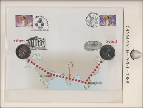 Olympische Spiele 1988 Seoul - Griechenland Numisbrief Olympisches Feuer