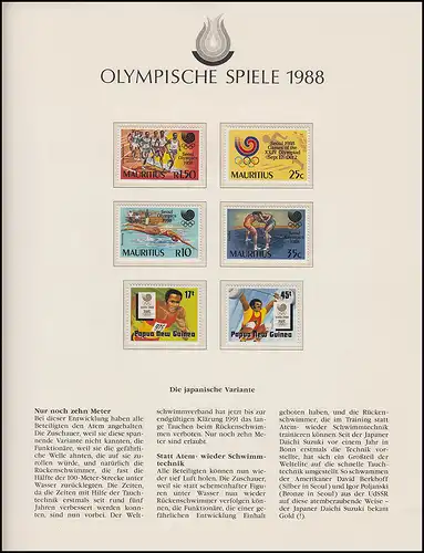 Jeux olympiques 1988 Séoul - Maurice & Papouasie-Nouvelle-Guinée Marques Set Sport **