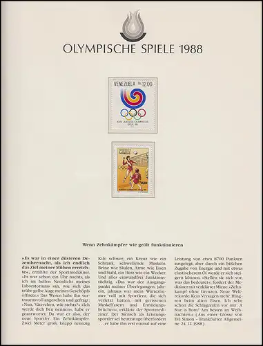 Jeux olympiques 1988 Séoul - Venezuela & Pérou Marques Set Sports Emblème **
