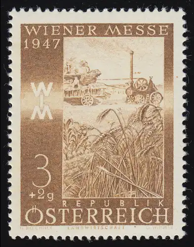 803 Wiener Frühjahrsmesse, Dreschmaschine im Kornfeld, 3 g + 2 g, postfrisch **