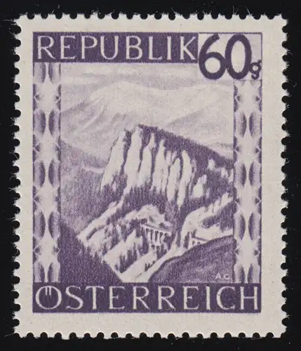 762 Landschaften 60 g violett, Semmering / Niederösterreich, postfrisch **