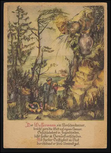 Emmerich carte d'art 2601 Verseau, conception M.M. Rohland, verset, inutilisé