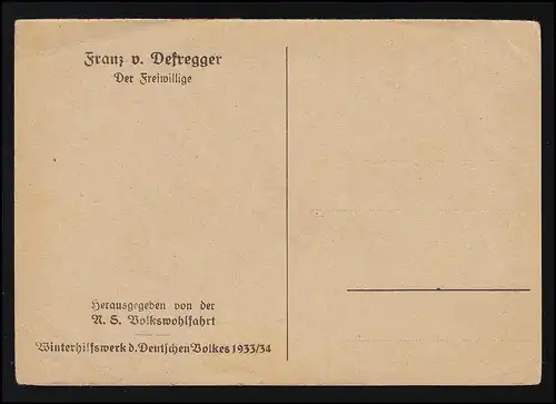 "Le volontaire" Franz von Defregger, Winterfunkwerk 1933/34, inutilisé