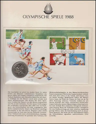 Jeux olympiques 1988 Séoul - Portugal Lettre de nounou Sports Lisbonne 16.9.88