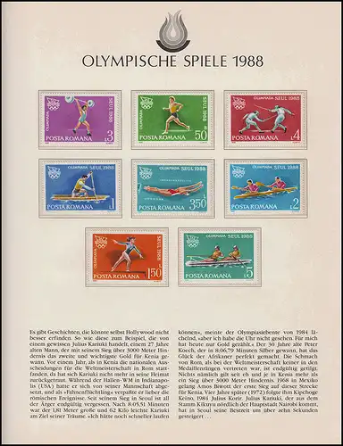 Olympische Spiele 1988 Seoul - Rumänien Marken Satz Sportarten **
