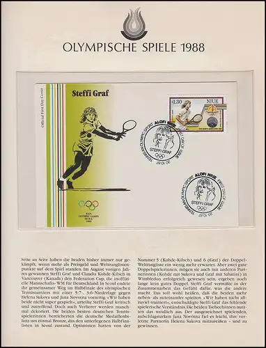 Jeux olympiques 1988 Séoul - Niue Lettre Tennis Steffi Graf