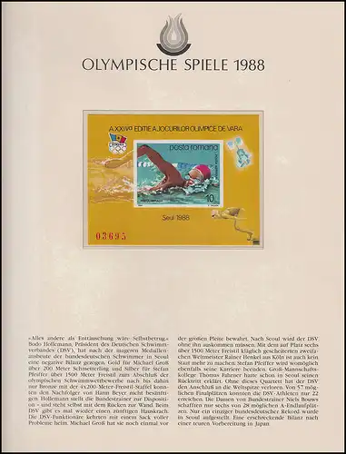 Olympische Spiele 1988 Seoul - Rumänien Block ungezähnt ** postfrisch
