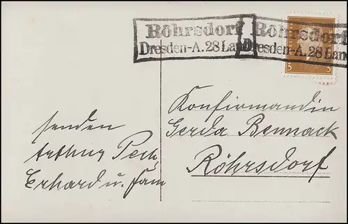 Temple de Landpost Röhrsdorf sur Dresde A 28 (sans cachet postal), AK Confirmation