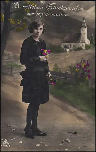 Temple de Landpost Röhrsdorf sur Dresde A 28 (sans cachet postal), AK Confirmation