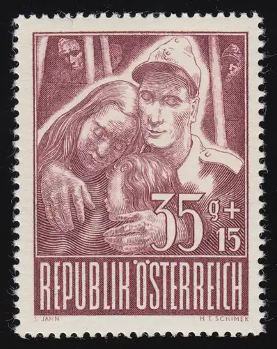 832 Kriegsgefangene, Heimkehrer mit Familie, 35 g + 15 g, postfrisch  **