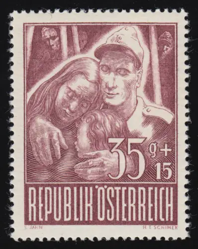 832 Kriegsgefangene, Heimkehrer mit Familie, 35 g + 15 g, postfrisch  **