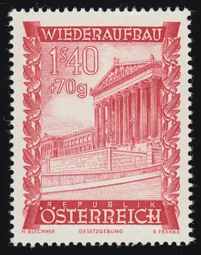 867 Fonds de reconstruction d'Öster, bâtiment du Parlement de Vienne, 1,40 S + 70 g, **
