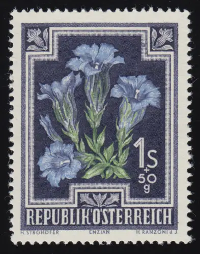 876 Anti-Tuberkulose-Fonds, Stengelloser Enzian, 1 S + 50 g, postfrisch **