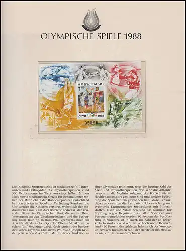 Jeux olympiques 1988 Séoul - Bulgarie bloc non-denté ** post-fraîchissement