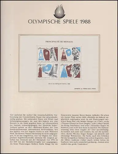 Olympische Spiele 1988 Seoul - Monaco Block ** postfrisch