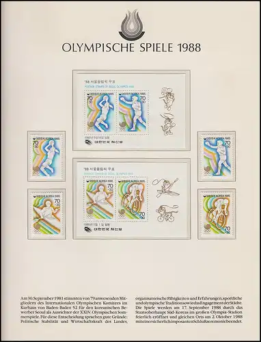 Jeux olympiques 1988 Séoul - Corée du Sud, 2x bloc + marques ensemble** frais de port