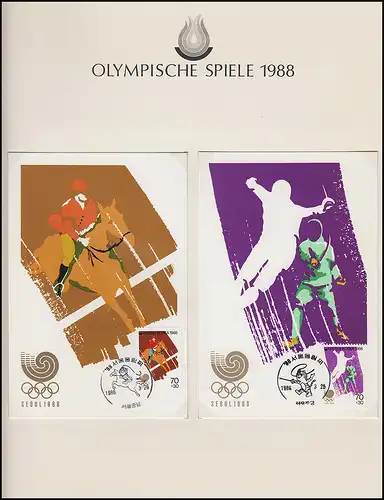 Jeux olympiques 1988 Séoul - Corée du Sud, 2x bloc + marque postale, + 2 FDC