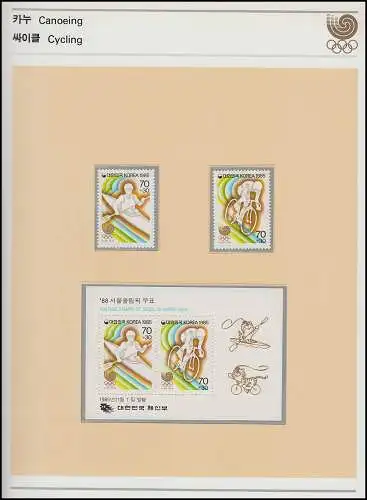 Olympische Spiele 1988 Seoul - Südkorea Mappe Nr. 1, 4 x Block & 4 Sätze **