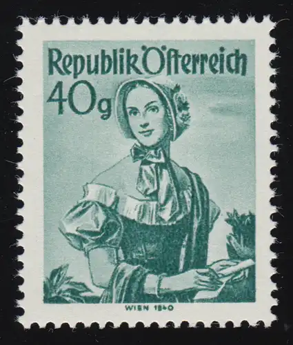 902 Freimarken: Trachten, Wien (1840), 40 g, schwarzgrün, postfrisch **