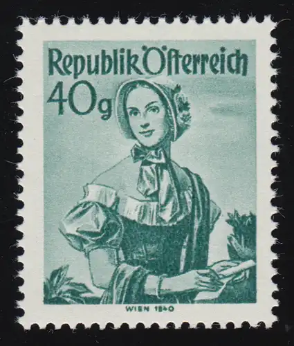 902 timbres gratuits: costumes, Vienne (1840), 40 g, vert noir, frais de port **