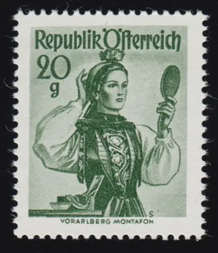 897 Freimarken: Trachten, Vorarlberg / Montafon, 20 g, postfrisch **
