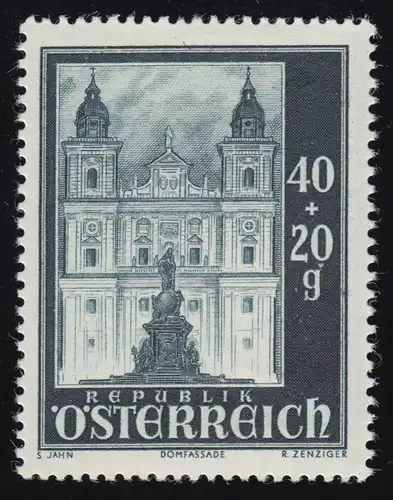 887 Wiederaufbau Salzburg - Domfassade + Mariensäule, 40 g + 20 g, **