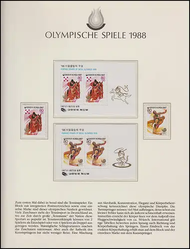 Olympische Spiele 1988 Seoul - Südkorea 4x Block, 4x Marke, Sportarten, **