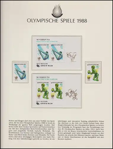 Olympische Spiele 1988 Seoul - Südkorea 4x Block, 4x Marke, Sportarten, **
