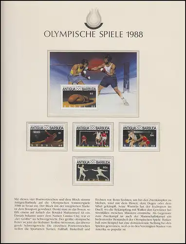 Olympische Spiele 1988 Seoul - Antigua & Barbuda, 1 Satz, 1 Block, Sportarten **