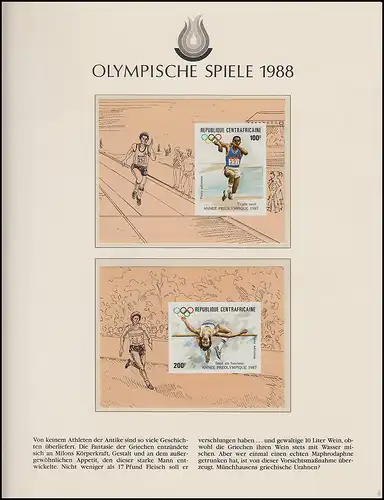 Jeux olympiques 1988 Séoul - République centrafricaine 2x Block Sport **