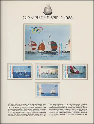 Jeux olympiques 1988 Séoul - Côte d'Ivoire 1 x bloc + 1 jeu, voile **