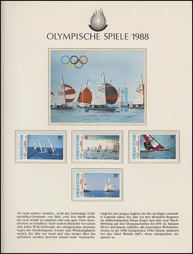 Olympische Spiele 1988 Seoul - Elfenbeinküste 1 x Block + 1 Satz, Segeln **